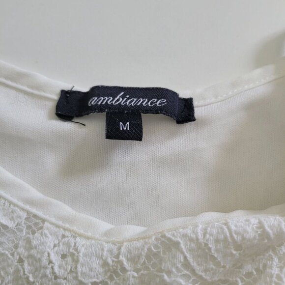 Ambiance Lace Doily Crop Tank Spaghetti Strap Off White Womens Medium - Picture 7 of 11